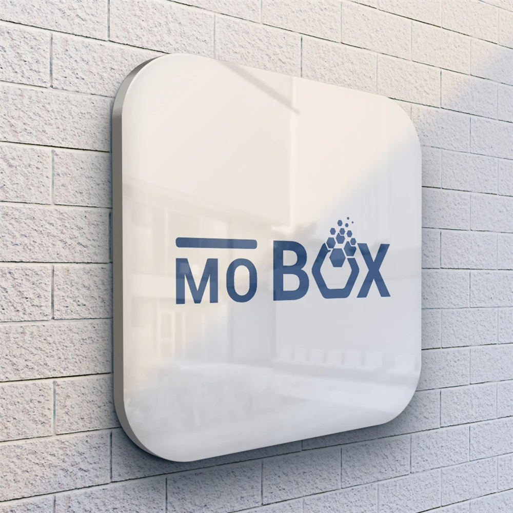 Mobox Design de logotipo de aplicativo móvel